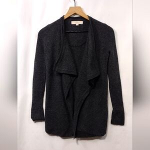 Loft Wool Blend Open Front Cardigan Women's XS Gray Office Career Casual Retro